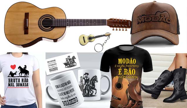 Kit de prêmios incluindo camisetas, pendrives e brindes do Coração Sertanejo