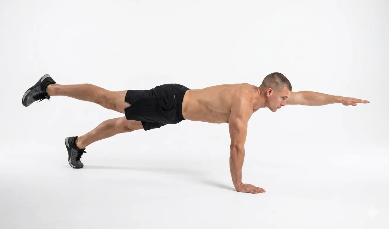 One-Arm One-Leg Plank demonstration