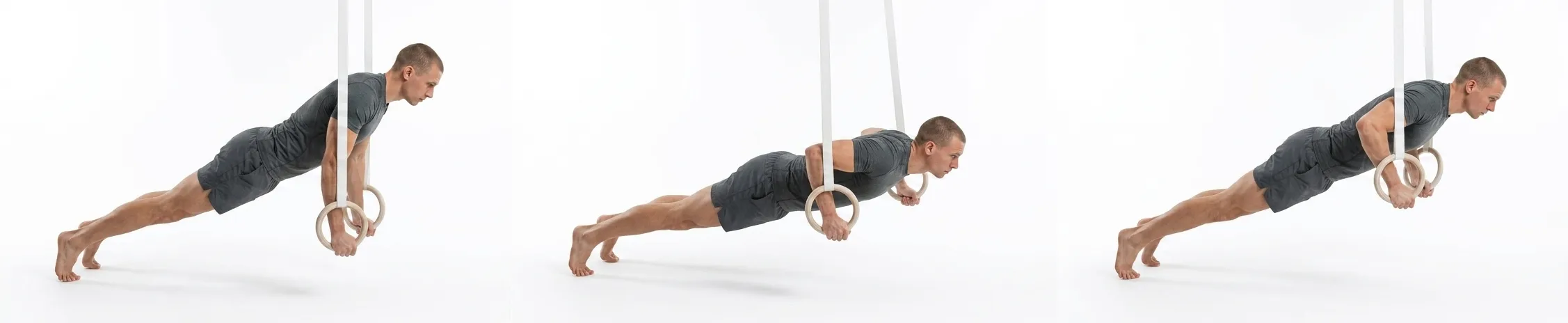 Rings Wide Pushups demonstration