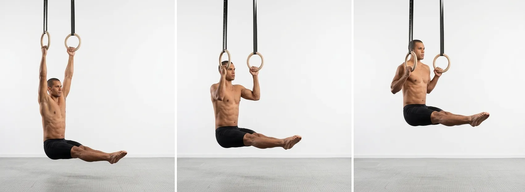 Rings L-Sit Pull-ups demonstration