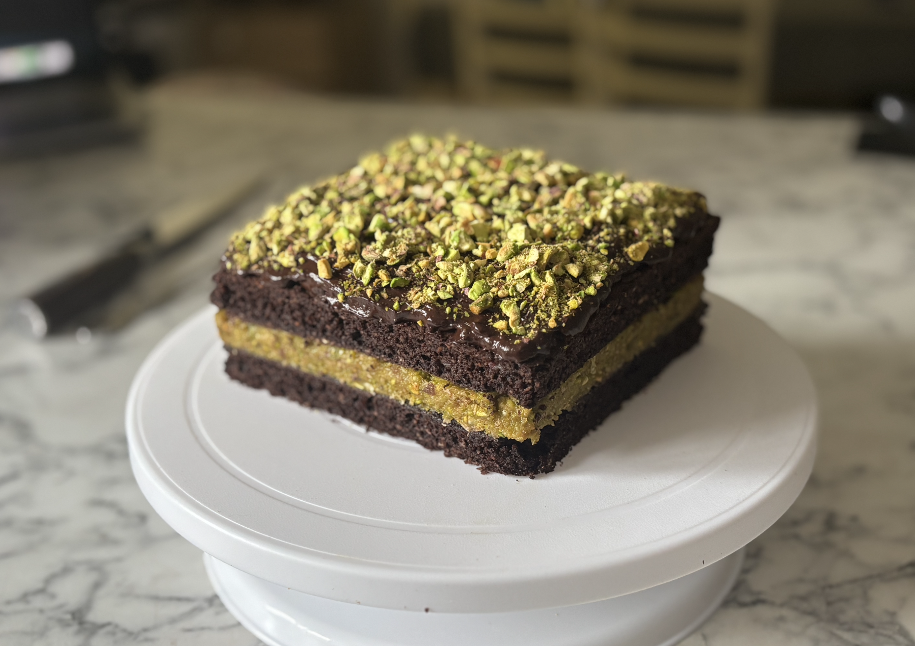 Viral Dubai Chocolate Vegan Cake (Sugar-Free, Gluten-Free & Oil-Free)