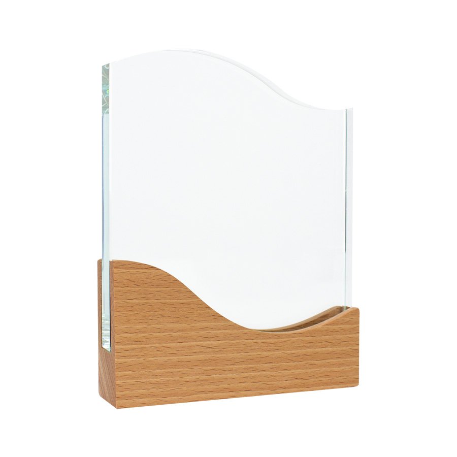 Trofeo Galvano de Madera y Cristal «Wave» — vista 2 · GF Group