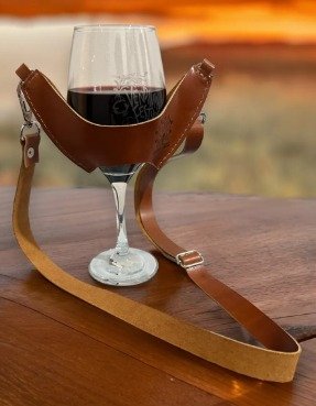 Colgador De Copas Cuero Natural