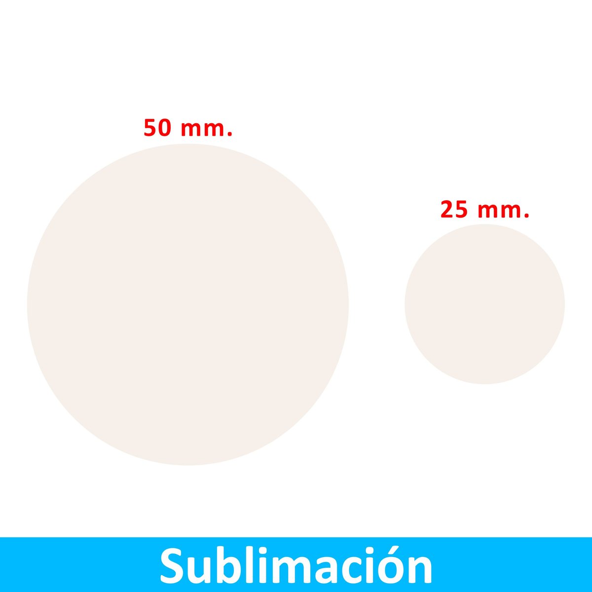 Sello o Disco Metálicos Sublimables 25mm. y 50mm. BLANCO · 25 mm — Reconocimientos · GF Group
