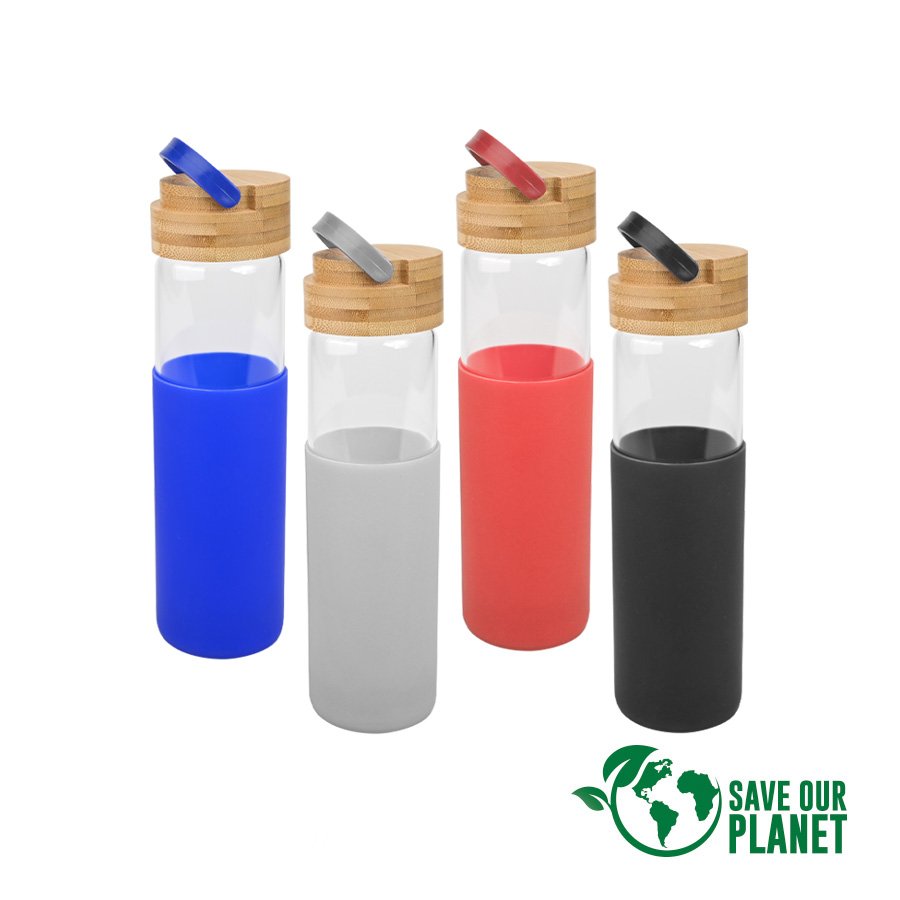 Botella de Vidrio con funda de silicona 600cc · GF Group