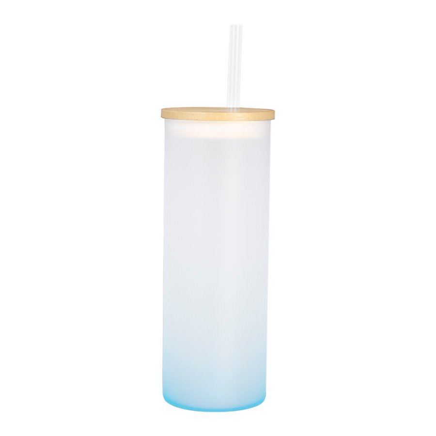 Botella Vidrio Borosilicato Sublimación, tapa Bamboo 500cc — vista 5 · GF Group