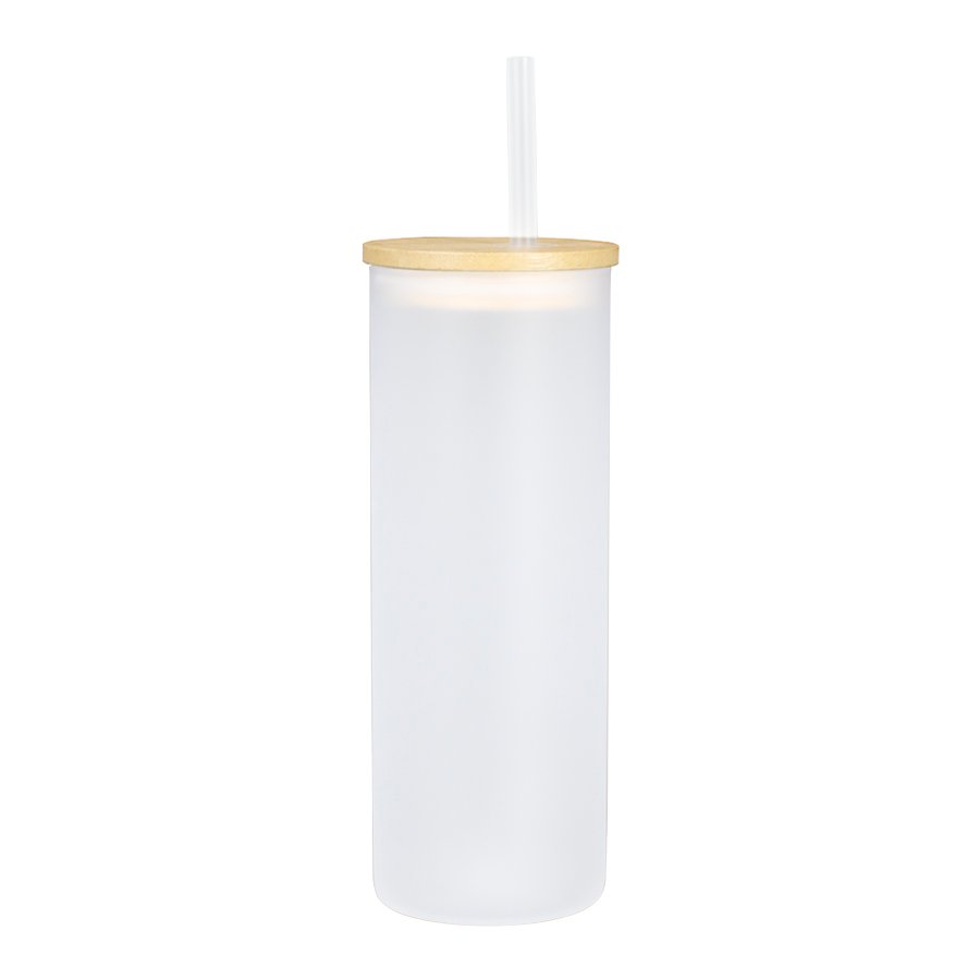 Botella Vidrio Borosilicato Sublimación, tapa Bamboo 500cc — vista 2 · GF Group