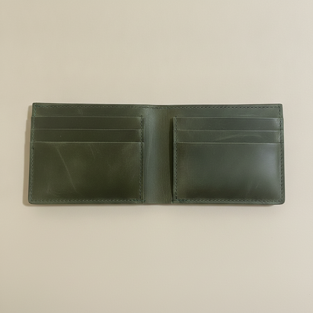 BILLETERA BIFOLD DE CUERO color Verde oliva — vista 2 · GF Group