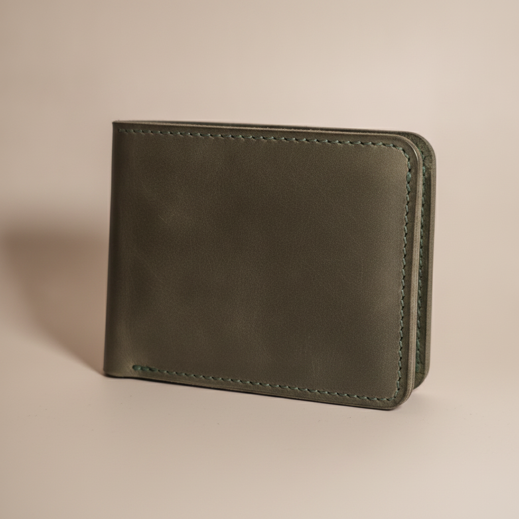 BILLETERA BIFOLD DE CUERO color Verde oliva — vista 3 · GF Group