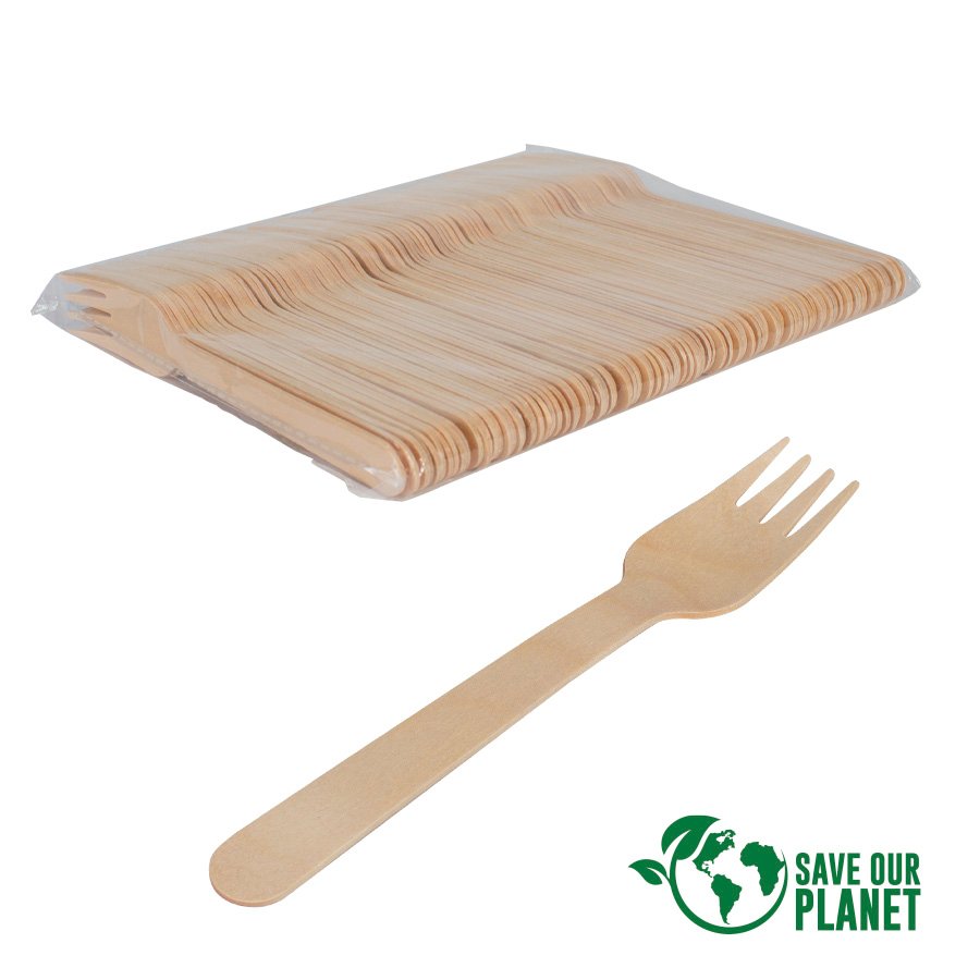 Bolsa con 100 tenedores de madera de Abedul · GF Group