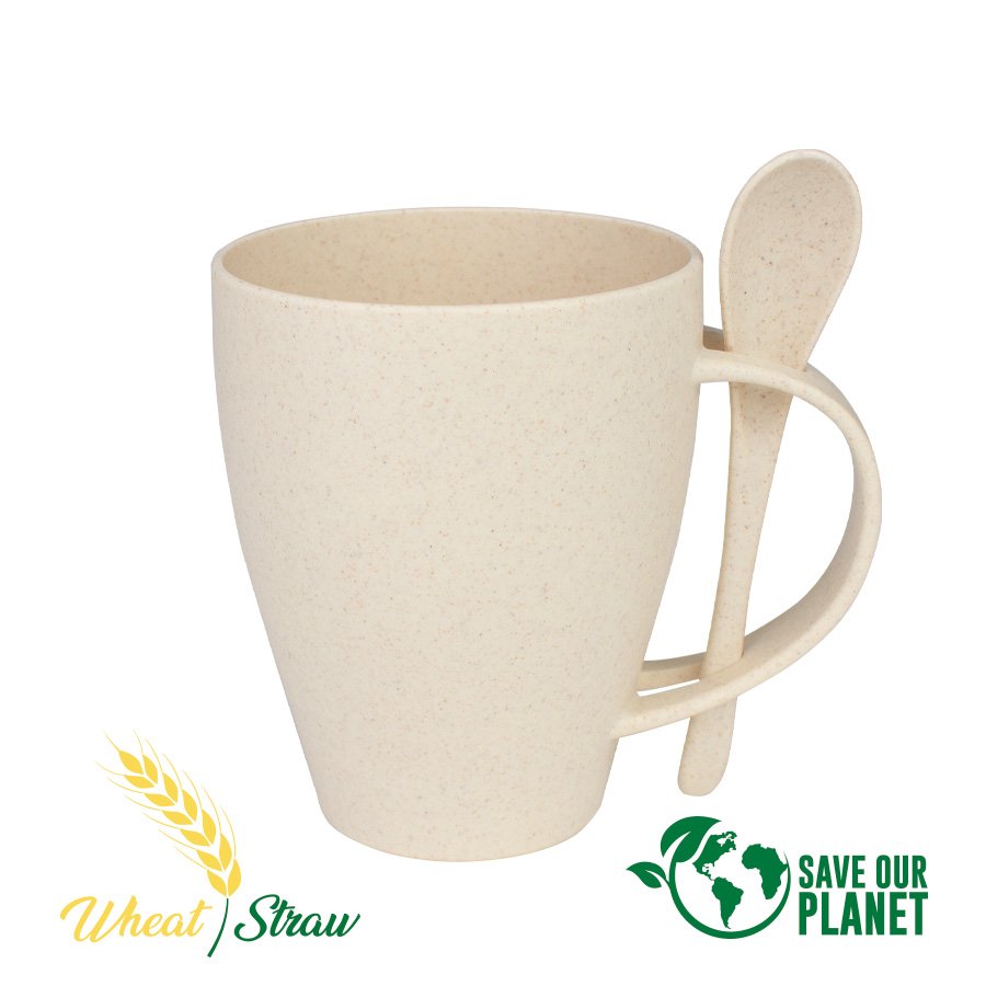 Mug de caña de Trigo con Cuchara 400cc · GF Group