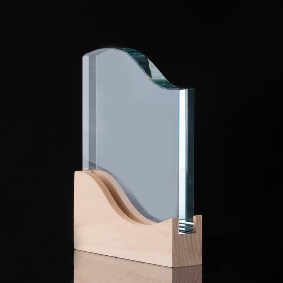 Trofeo Galvano de Madera y Cristal «Curve» — vista 3 · GF Group