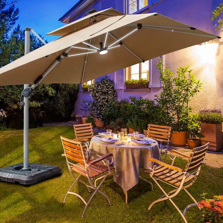 Quitasol WINDPROOF – UV – LED de 3x3M — vista 4 · GF Group
