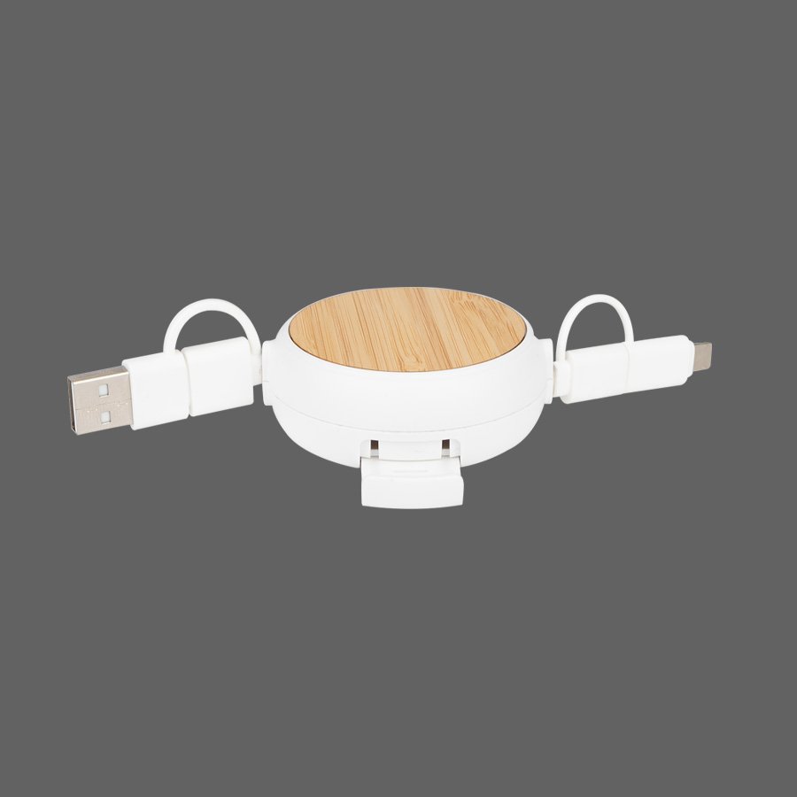 Connect Multicargador Retráctil 4 en 1 de ABS/Bamboo — vista 4 · GF Group