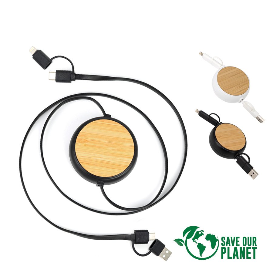 Connect Multicargador Retráctil 4 en 1 de ABS/Bamboo · GF Group