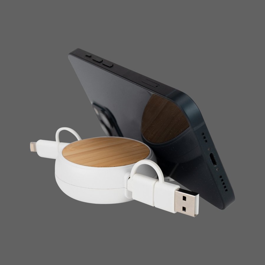 Connect Multicargador Retráctil 4 en 1 de ABS/Bamboo — vista 5 · GF Group
