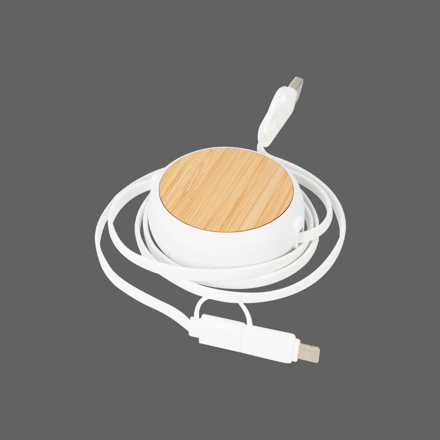Connect Multicargador Retráctil 4 en 1 de ABS/Bamboo — vista 3 · GF Group