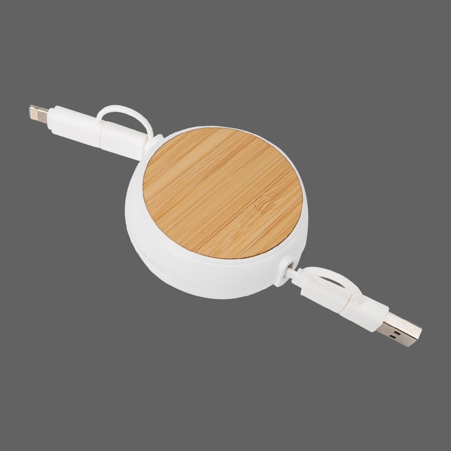 Connect Multicargador Retráctil 4 en 1 de ABS/Bamboo — vista 2 · GF Group