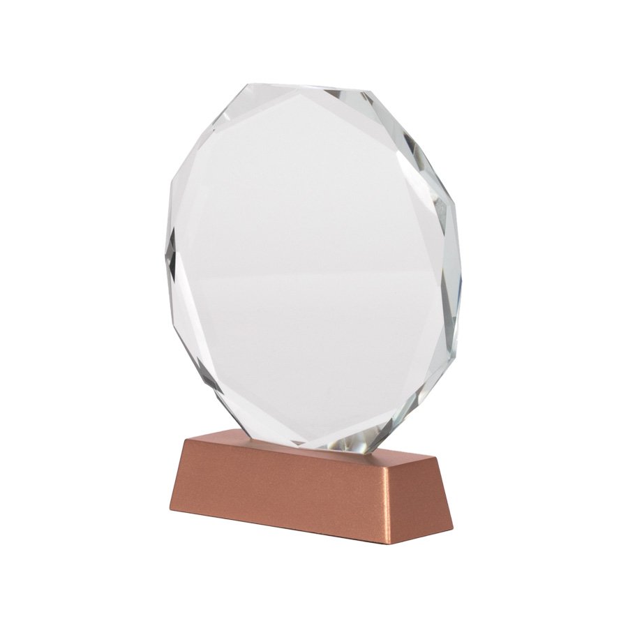 Trofeo Galvano de Cristal «RUNE» con base encobrizada. — vista 3 · GF Group