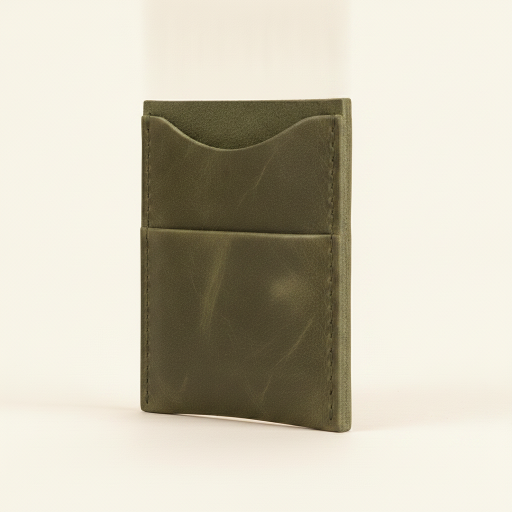 TARJETERO CUERO SIMPLE 2 BOLSILLOS color Verde oliva — vista 2 · GF Group