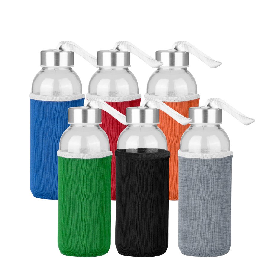 Botella de Vidrio Silica con funda de Neopreno 440cc · GF Group