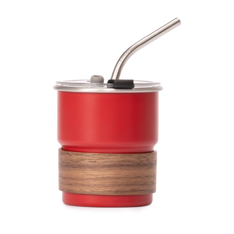 Vaso Térmico metálico «CAMP» 300cc. con Bombilla y Grip de Madera. — vista 3 · GF Group