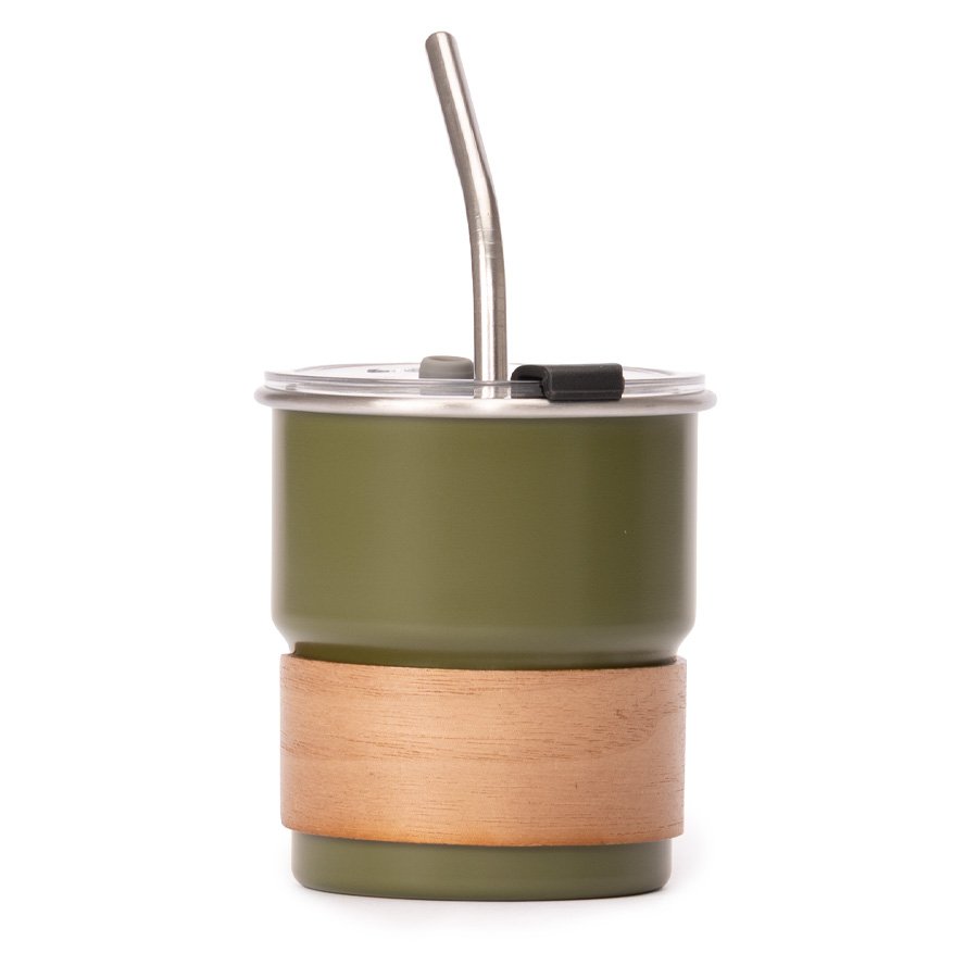 Vaso Térmico metálico «CAMP» 300cc. con Bombilla y Grip de Madera. — vista 4 · GF Group