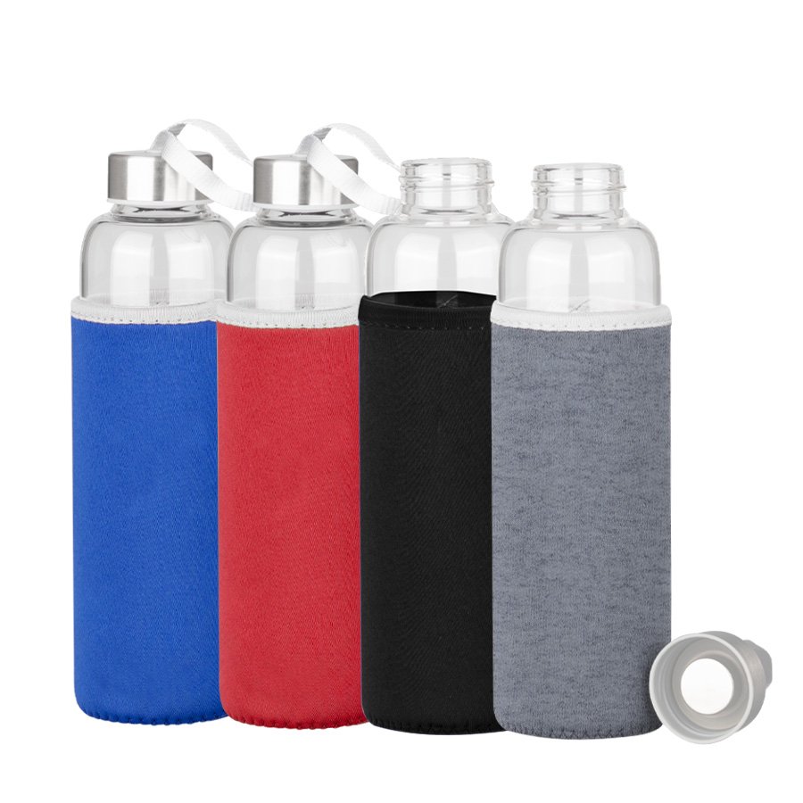 Botella de Vidrio Borosilicato con Funda de Neopreno 580cc · GF Group