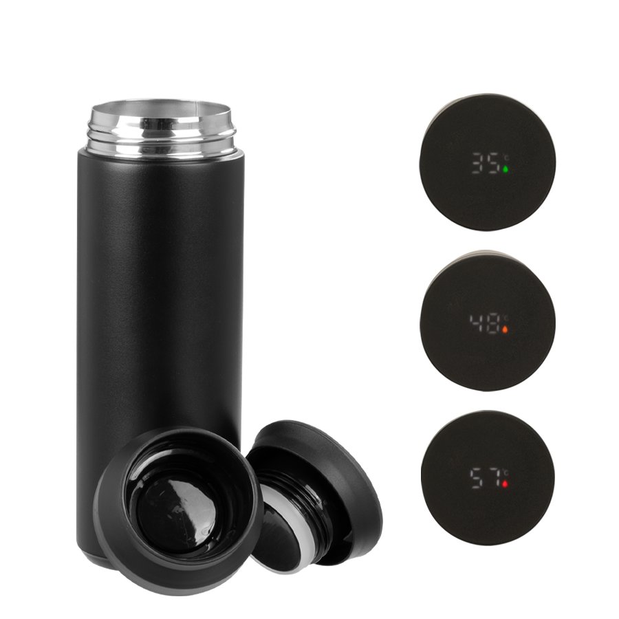 Termo doble pared de acero, con termómetro digital «SMART LID», 480cc · GF Group