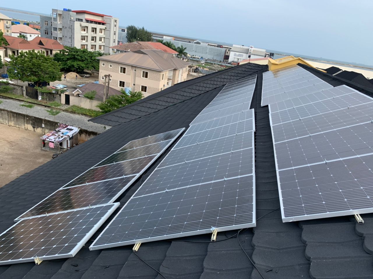 Solar panels on a modern house