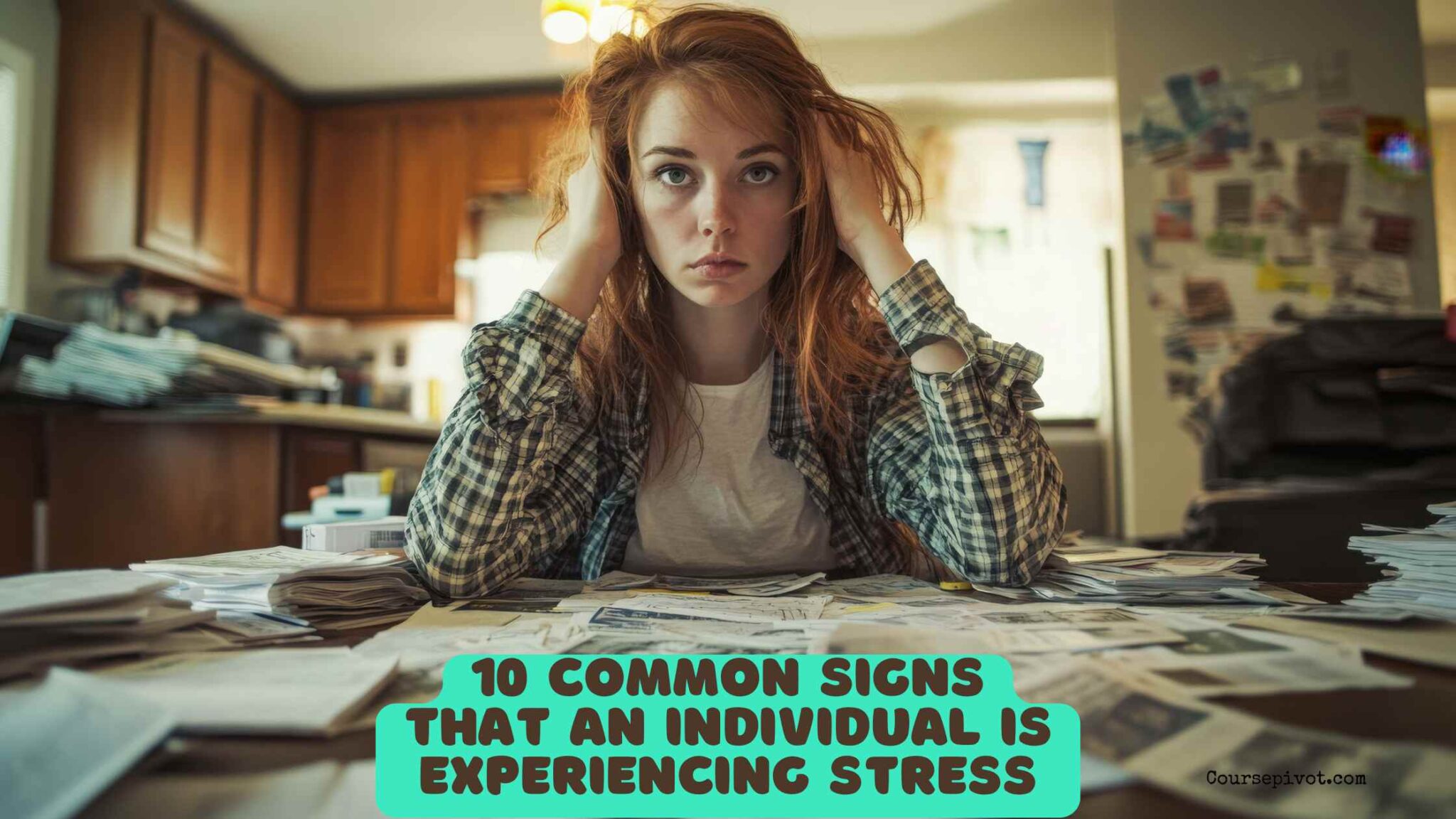 Person showing signs of stress with hands on their head looking overwhelmed