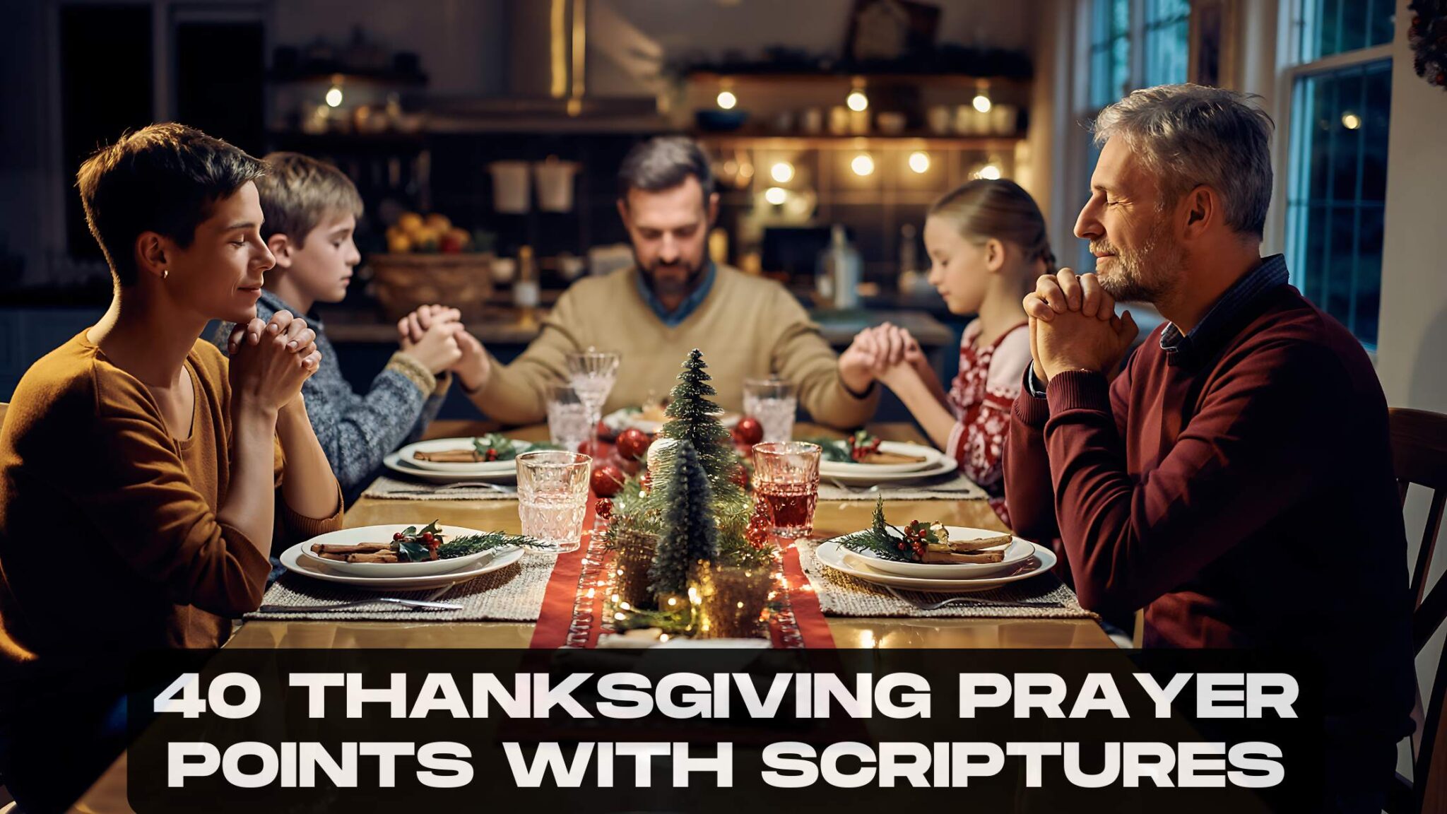 Person in prayer with open Bible, giving thanks with hands raised