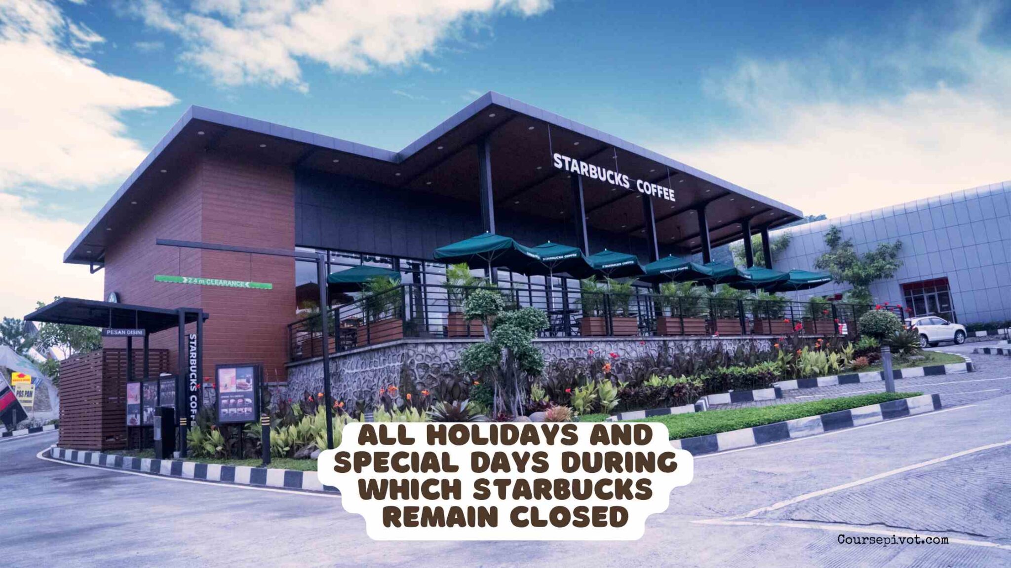 Closed Starbucks store with a holiday wreath on the door during Christmas season