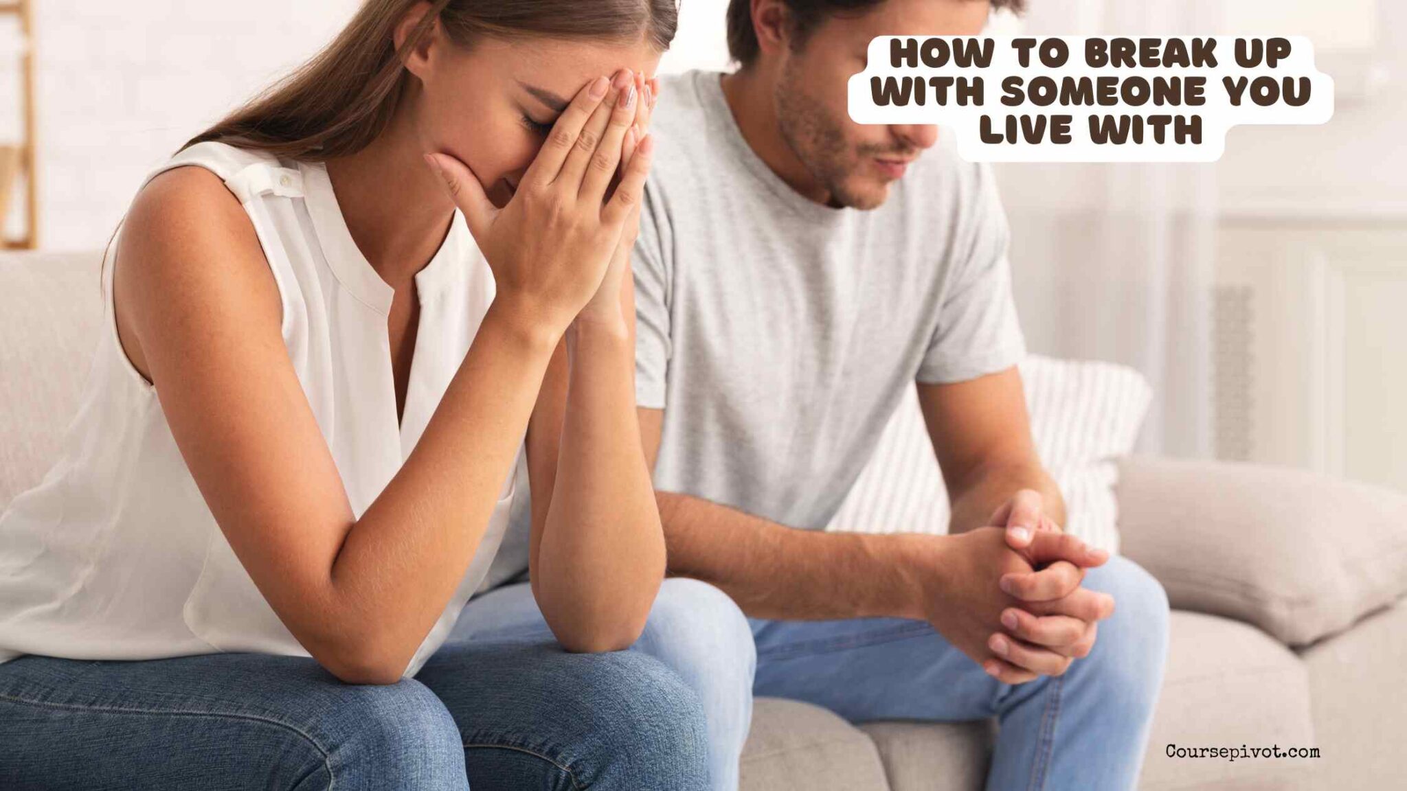 Couple having a serious breakup conversation in a shared home