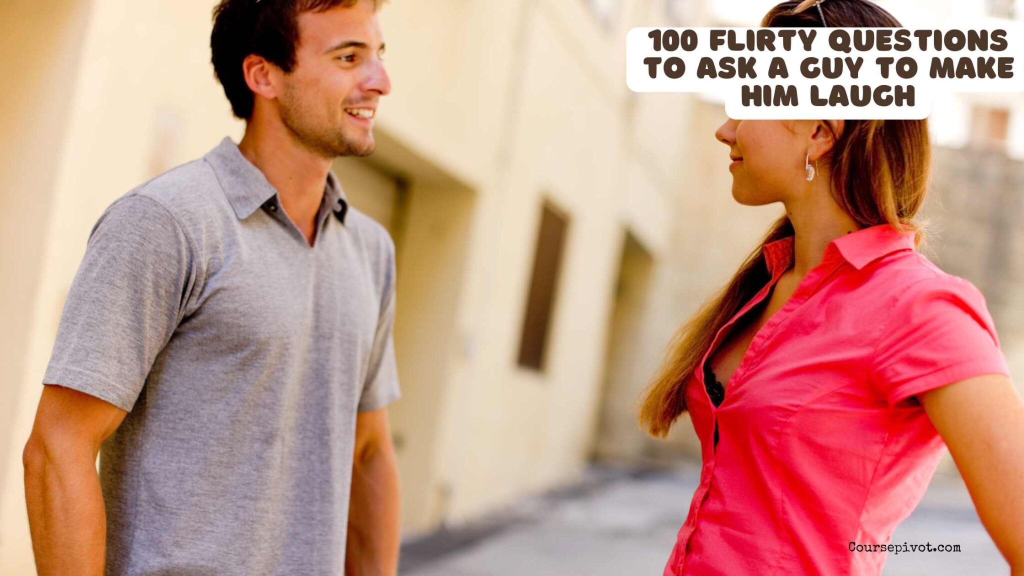 Woman making a guy laugh with playful flirty questions