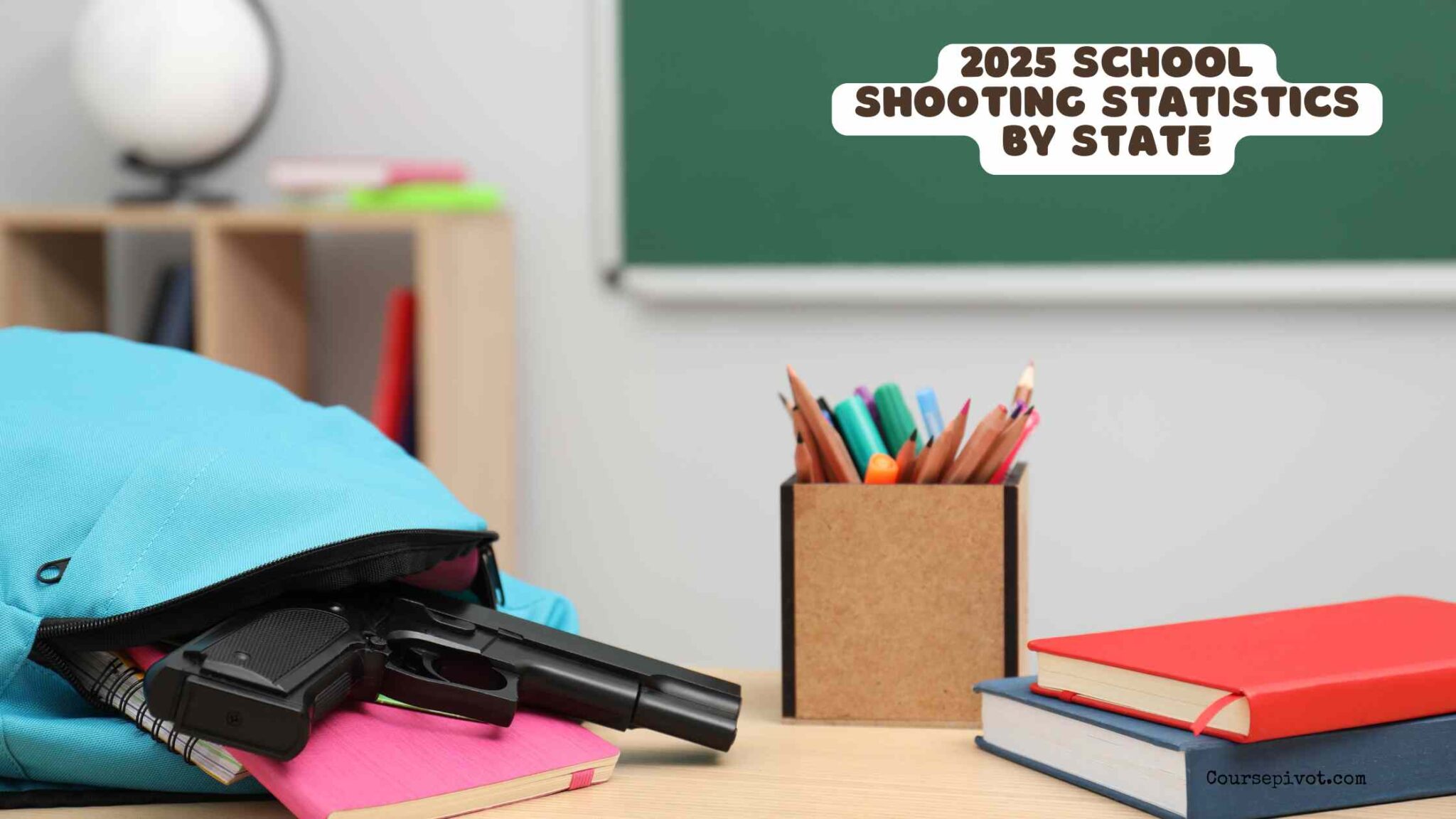Map of the United States representing school shooting statistics by state