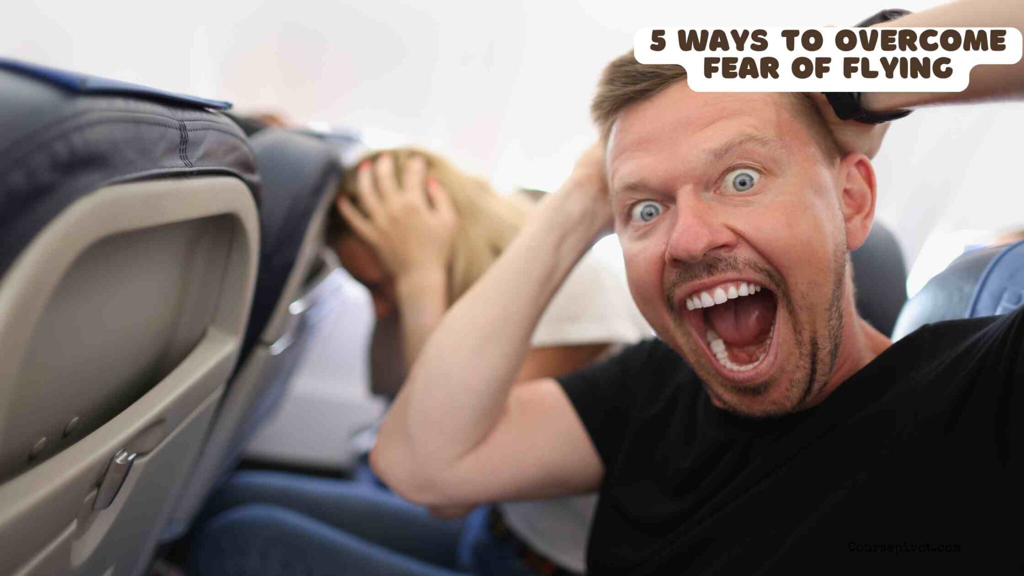 Traveler calming themselves before boarding a flight