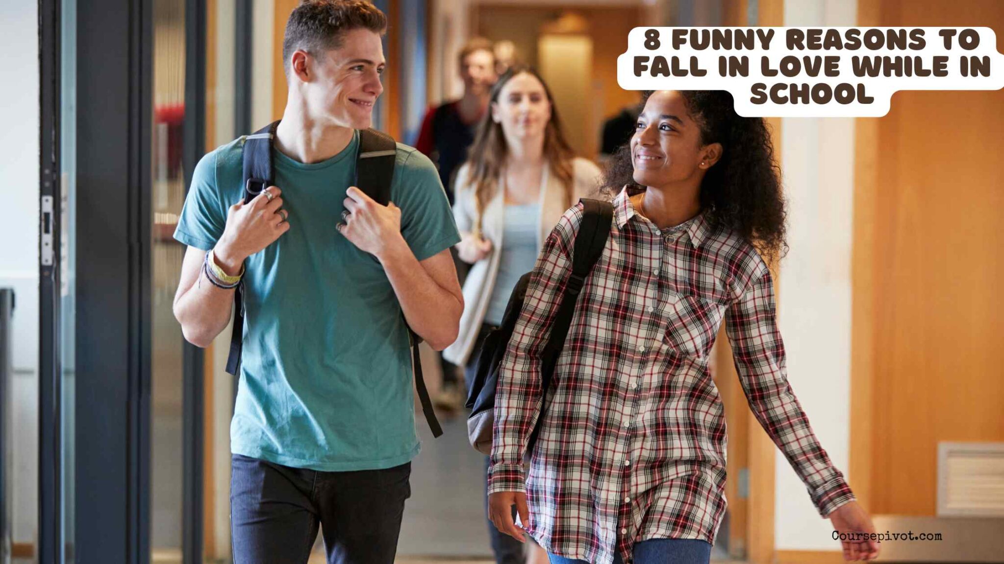 Students laughing together while experiencing young love at school
