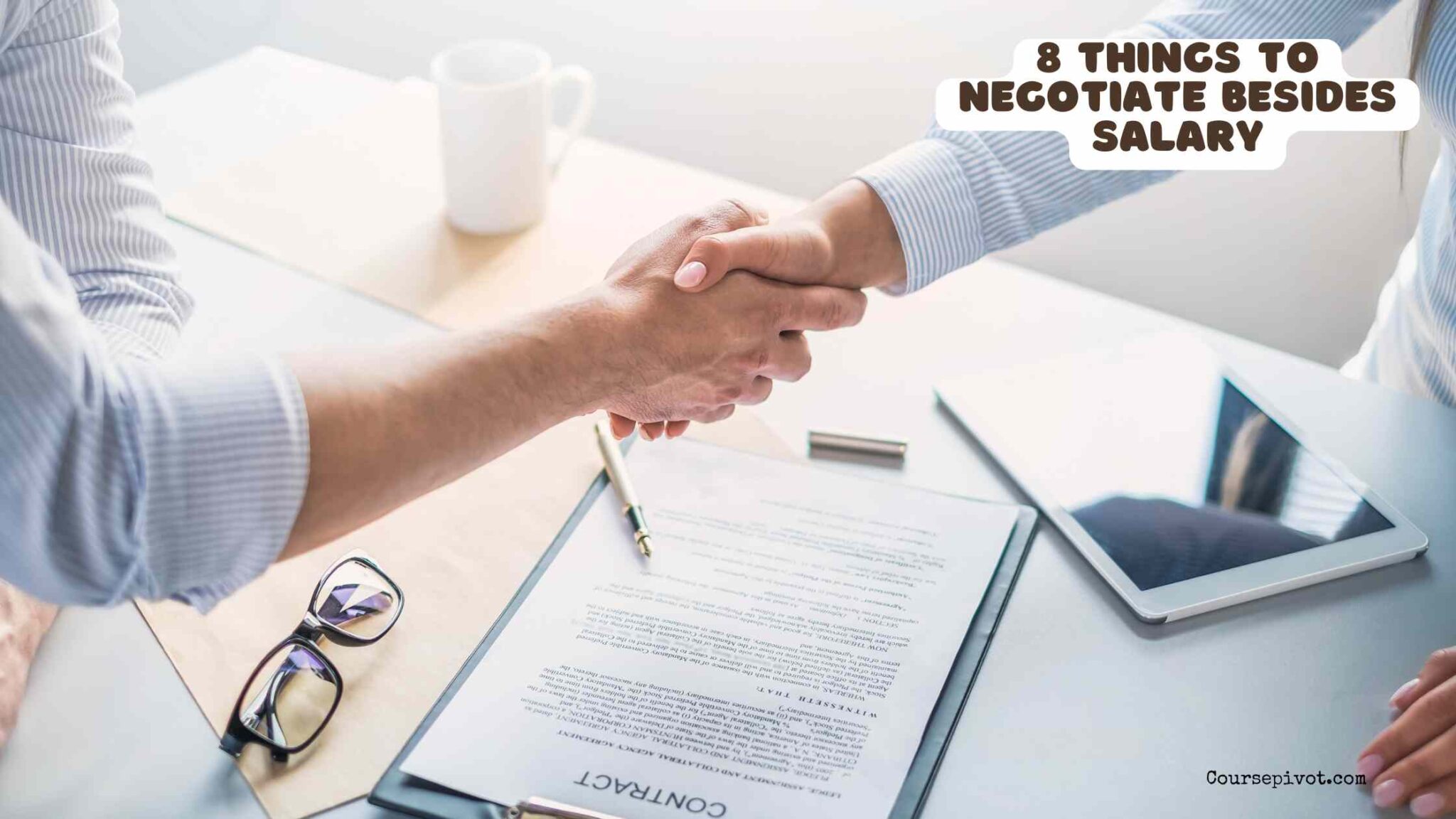 Professional reviewing a job offer and negotiating benefits besides salary