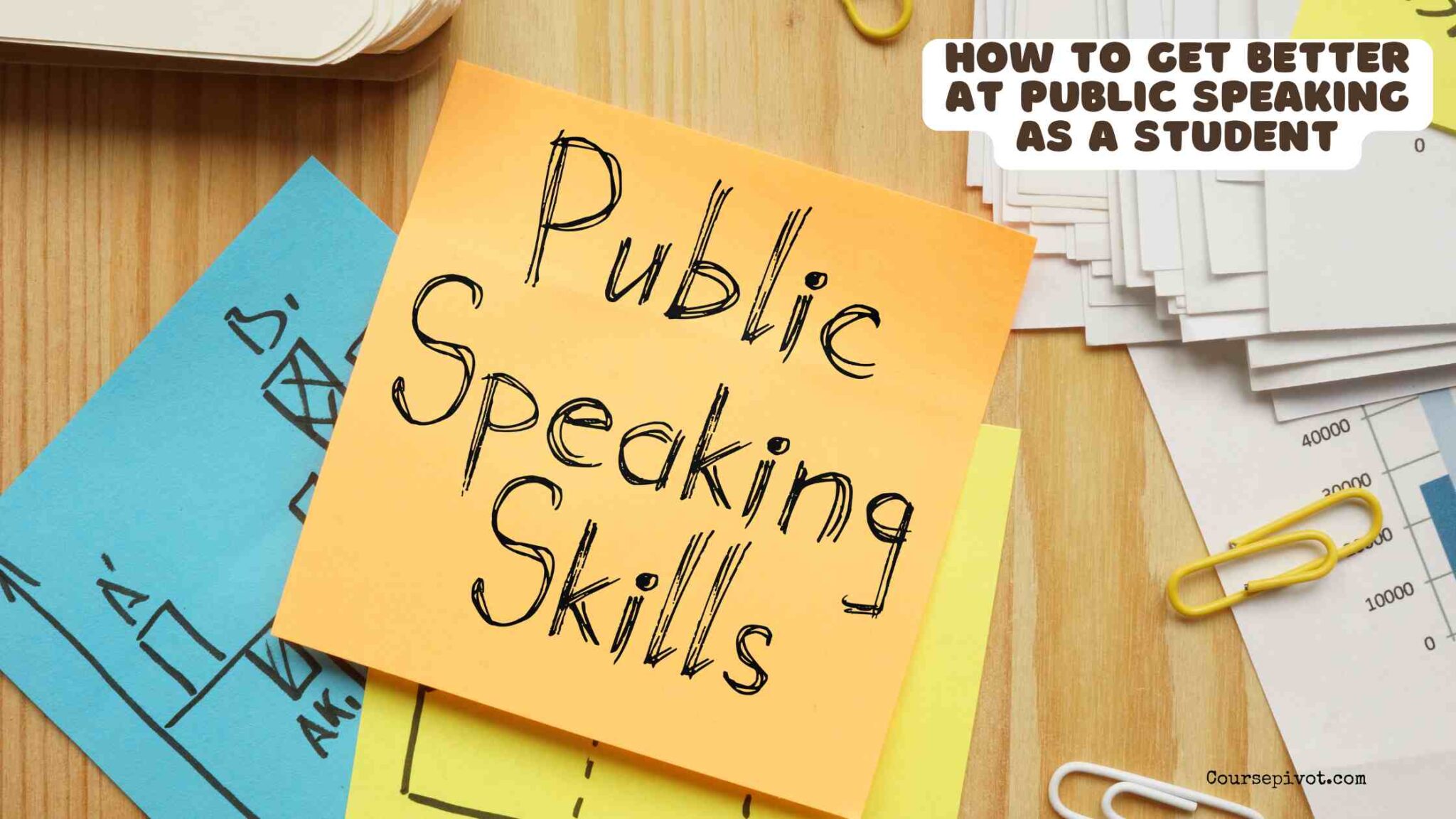 Student practicing a public speaking presentation in class