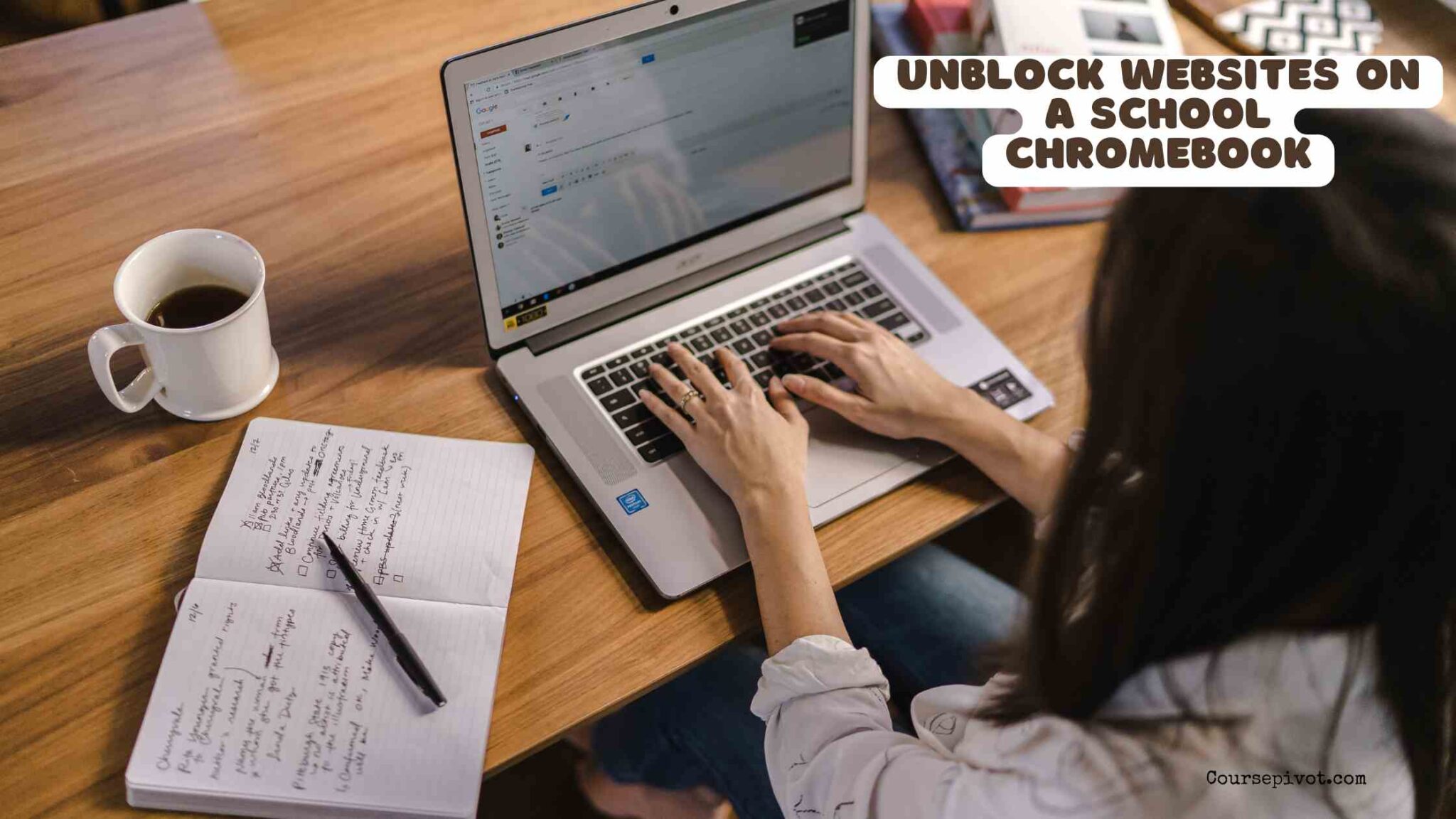 Student using a school Chromebook for approved educational websites