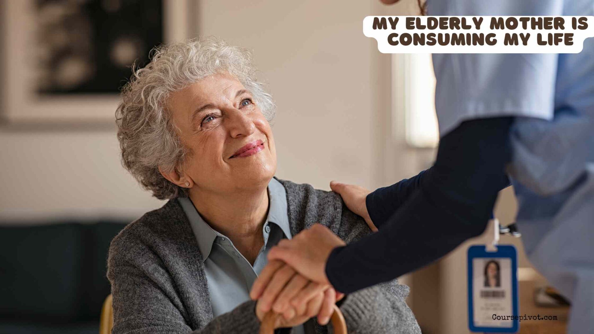 Adult daughter feeling overwhelmed while caring for her elderly mother