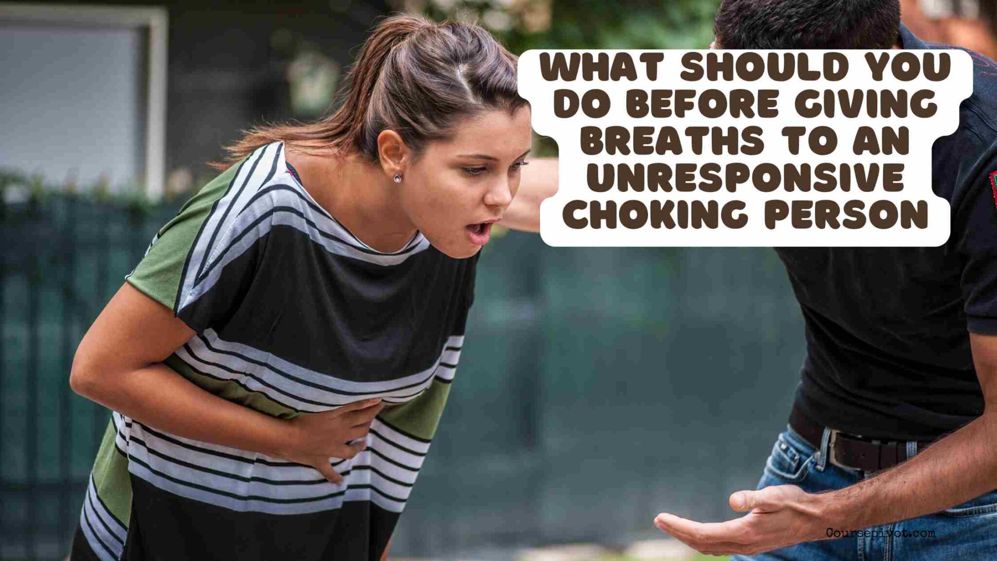 First aid responder preparing to help an unresponsive choking person