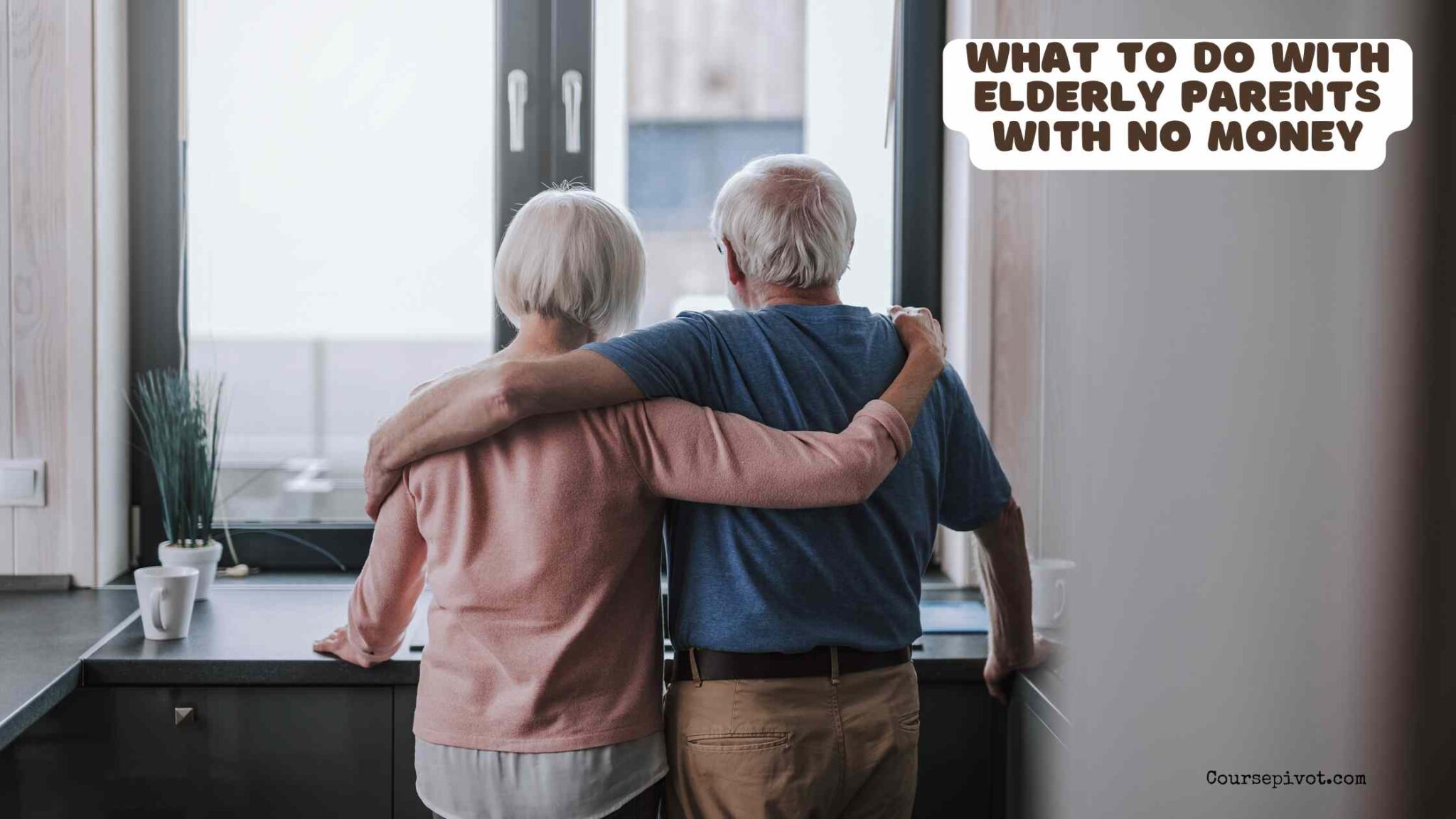 Adult child reviewing care and financial options for an elderly parent