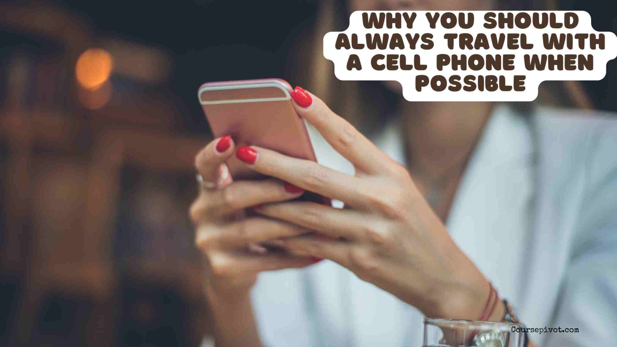 Traveler holding a cell phone while checking directions on a trip