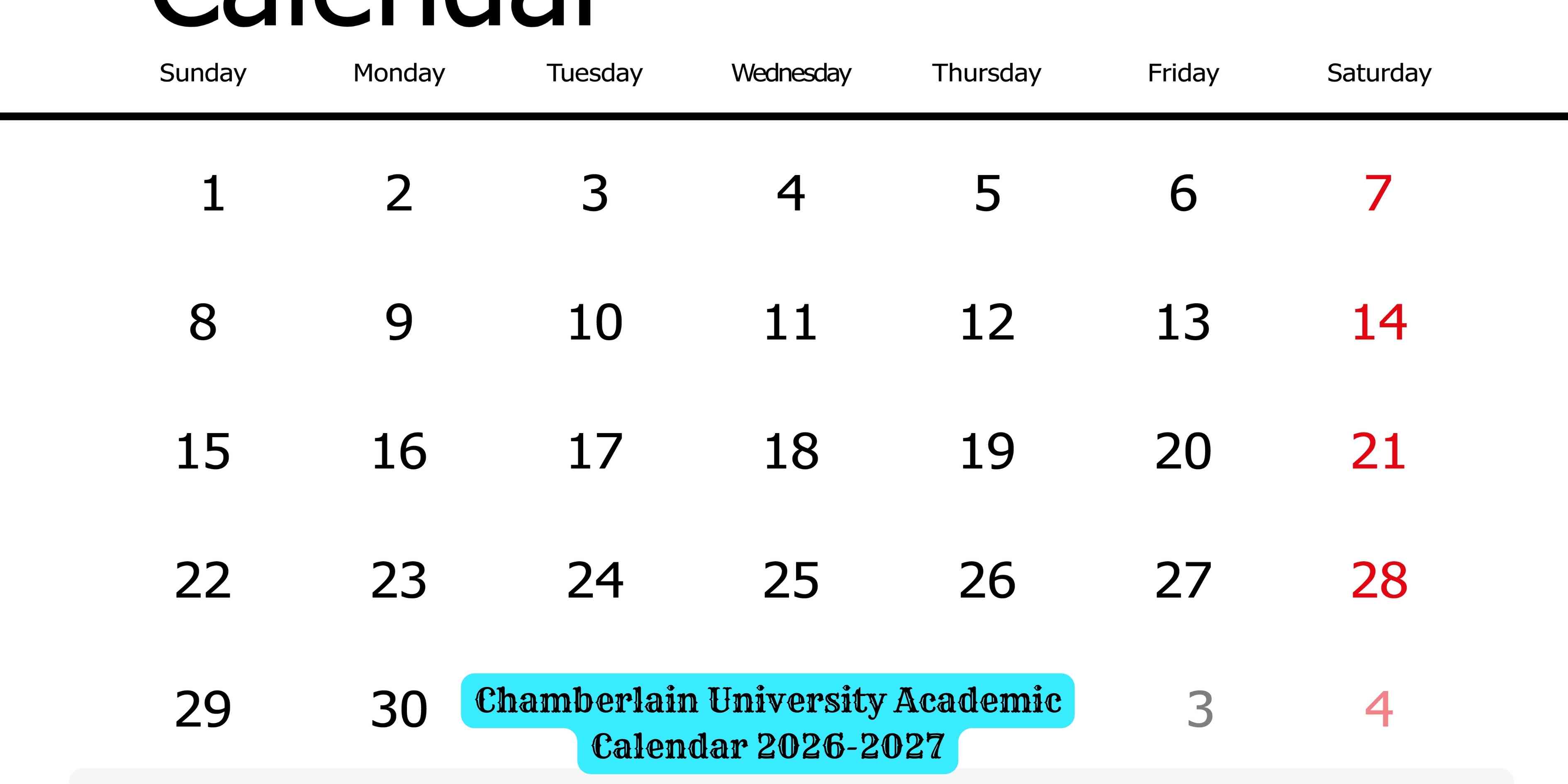Chamberlain University Academic Calendar 2026-2027