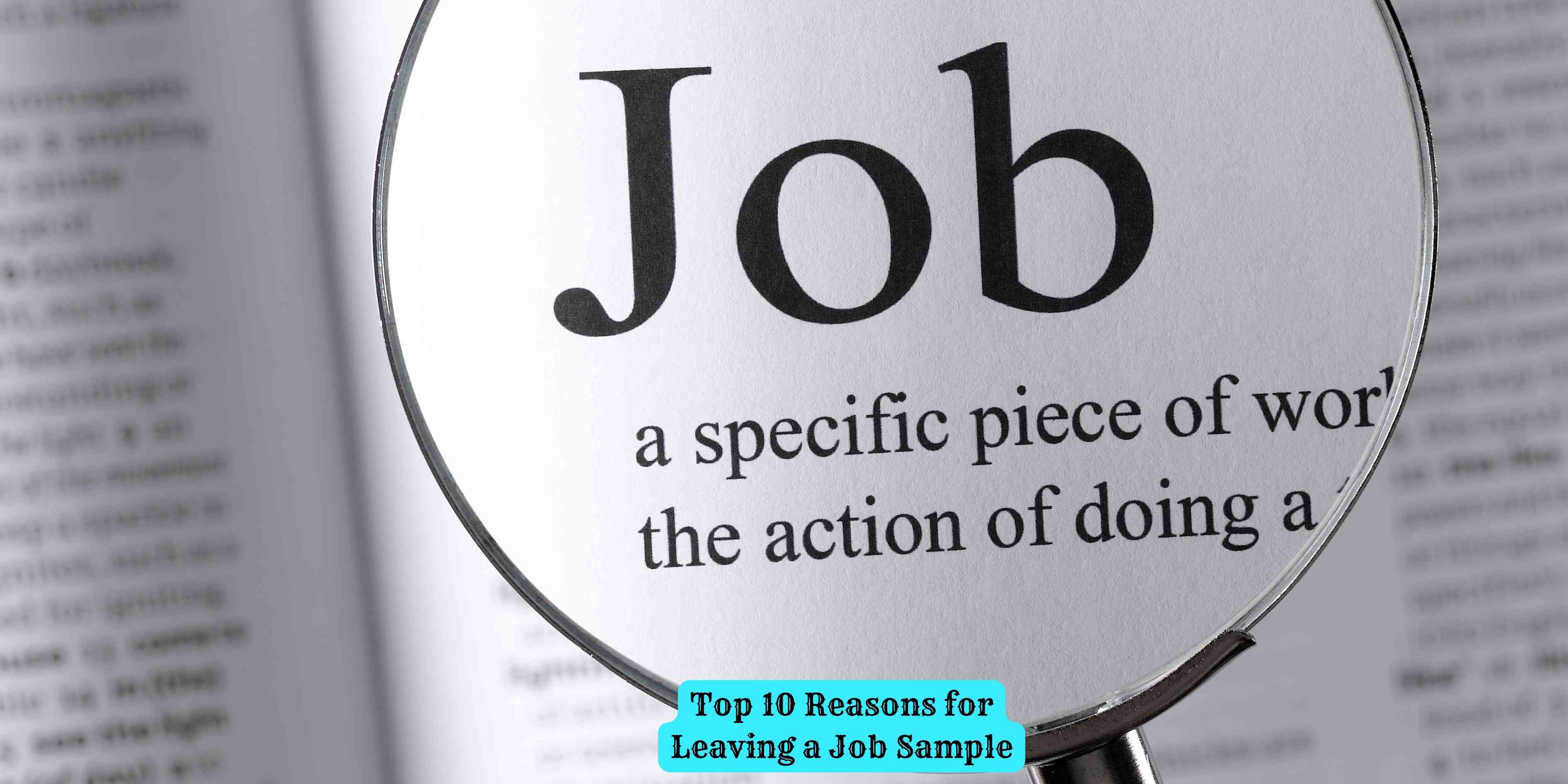 Top 10 Reasons for Leaving a Job Sample