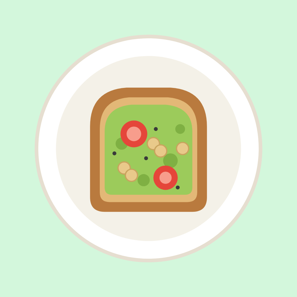 Whole-grain toast topped with avocado, chickpeas and tomato