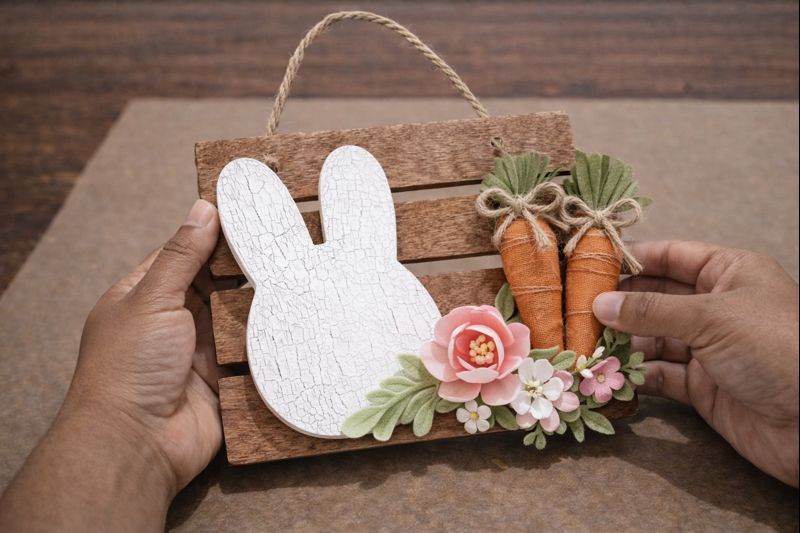 Step 4 for Rustic Crackle Bunny Easter Hanger