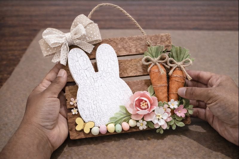 Step 6 for Rustic Crackle Bunny Easter Hanger
